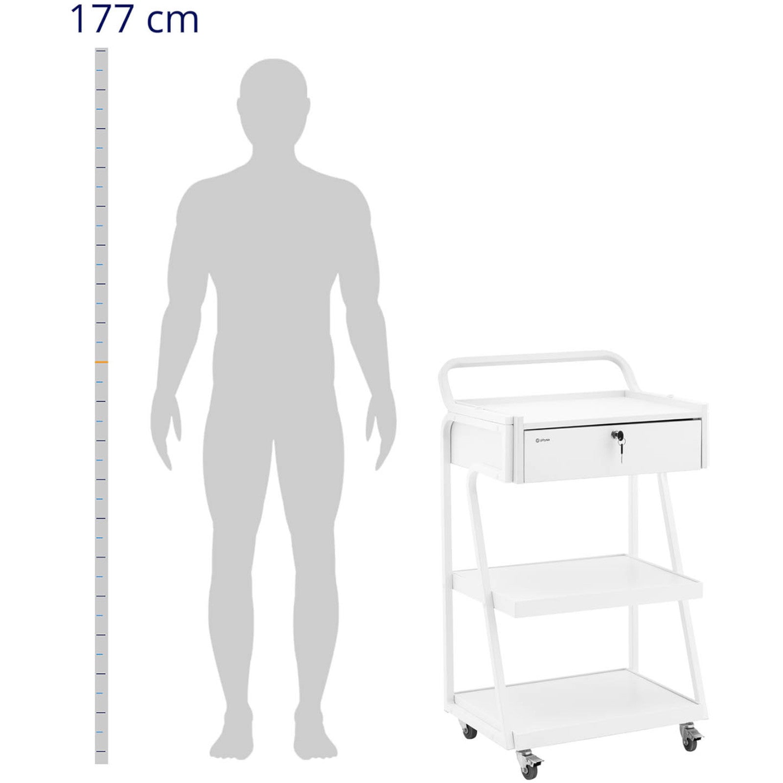 Physa Cart assistant cosmetic hairdresser 1 drawer 3 shelves 55 x 39 x 90 cm - white – image 3