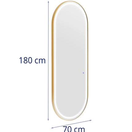 Physa Console hairdressing console mirror with LED lighting, oval, 180 x 70 cm - gold – image 4