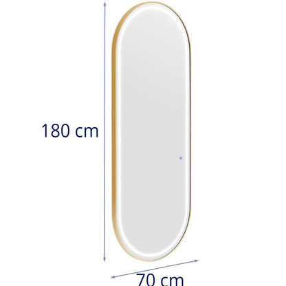Physa Console hairdressing console mirror with LED lighting, oval, 180 x 70 cm - gold – image 4