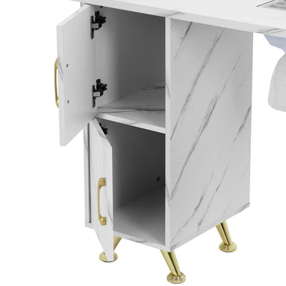 Physa Cosmetic manicure desk with absorber, 3 drawers, 2 cabinets - marble gold – image 6