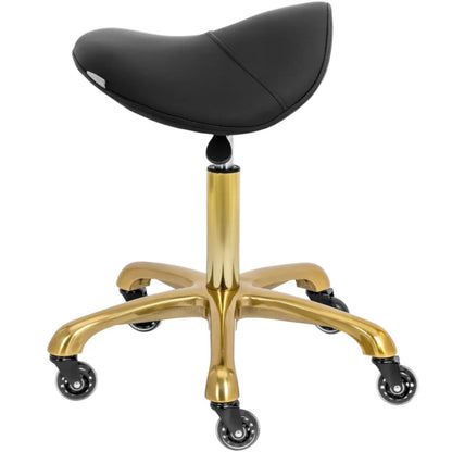 Physa Saddle cosmetic stool on wheels up to 150 kg YORK - black and gold – image 2