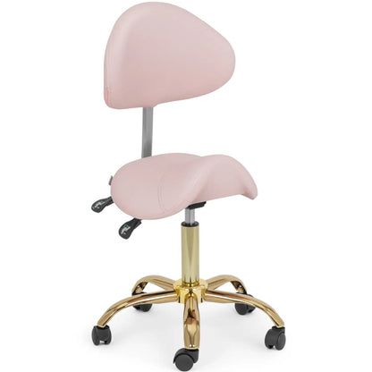 Physa MANNHEIM beauty saddle chair with adjustable backrest, pink and gold – image 2