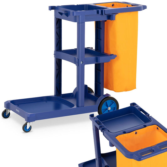 Ulsonix Service cart with shelves, mop holder and laundry bag