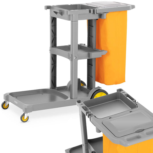 Ulsonix Service cart with shelves, mop holder and laundry bag + cover