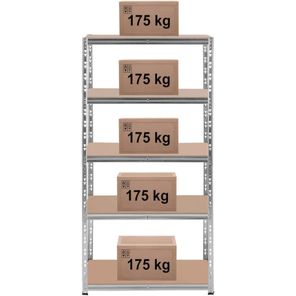MSW Metal warehouse shelf 5 shelves 750 kg 100 x 60 x 200 cm gray – image 34