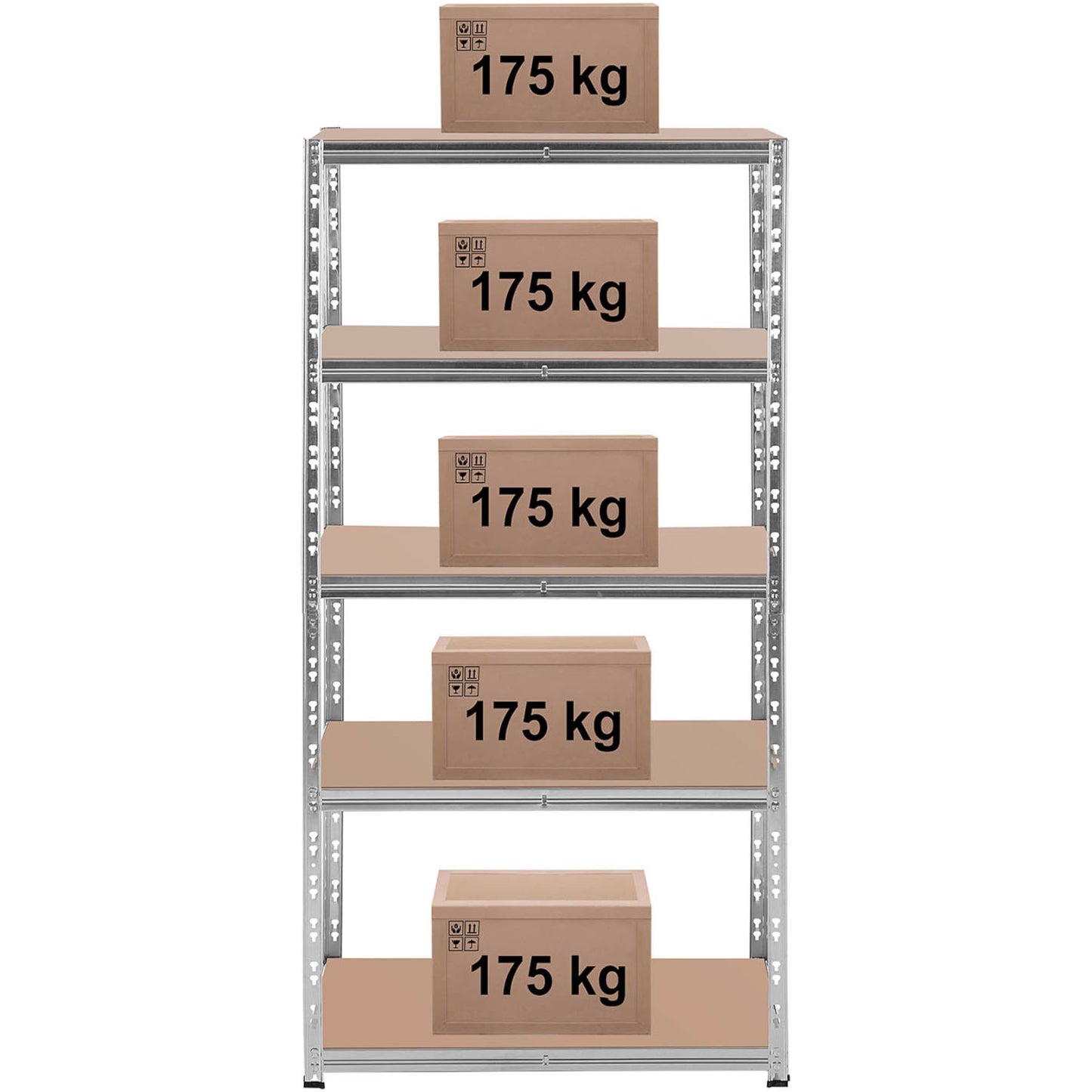 MSW Metal warehouse shelf 5 shelves 750 kg 100 x 60 x 200 cm gray – image 34