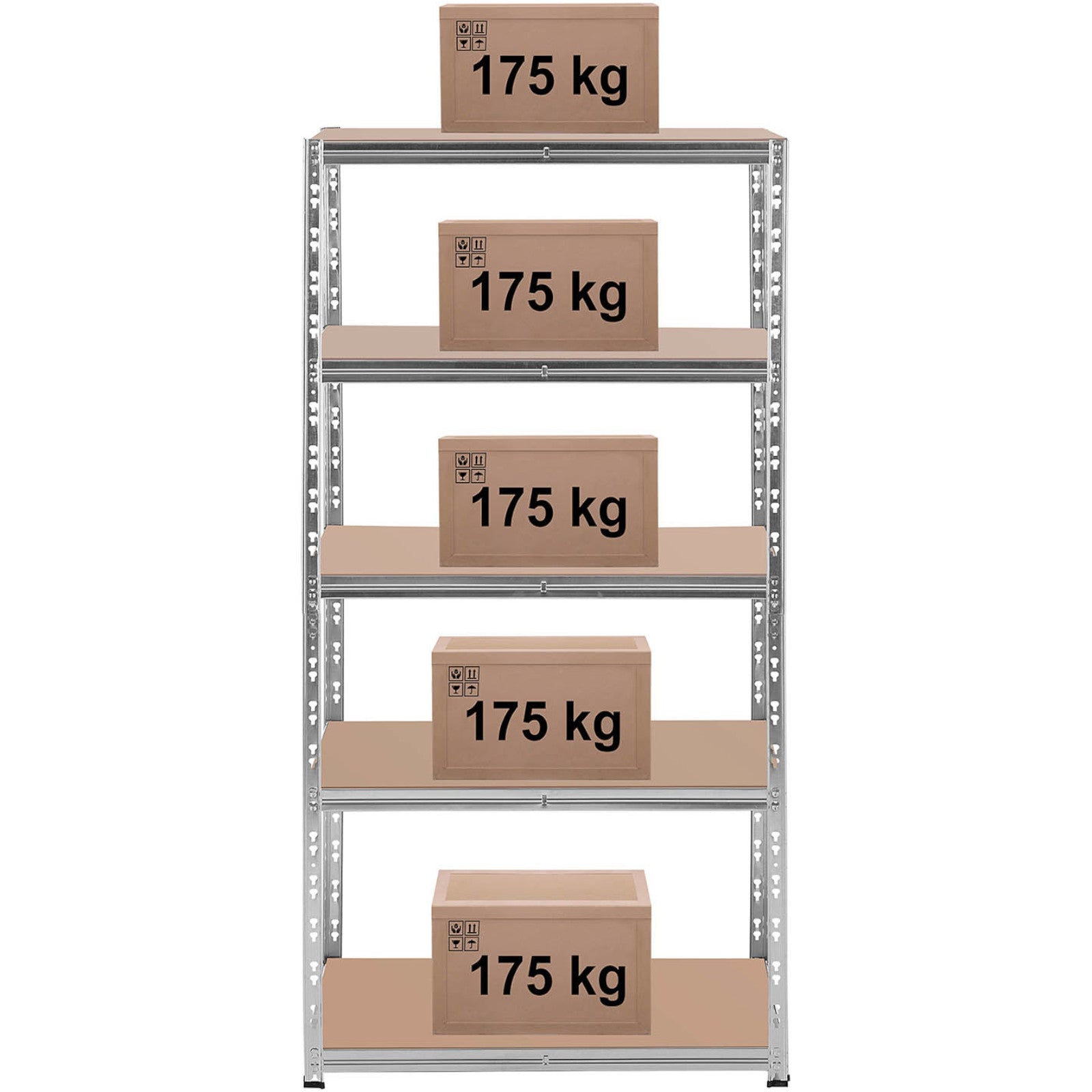 MSW Metal warehouse shelf 5 shelves 750 kg 100 x 60 x 200 cm gray – image 34