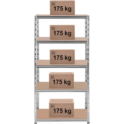 MSW Metal warehouse shelf 5 shelves 750 kg 100 x 60 x 200 cm gray – image 34