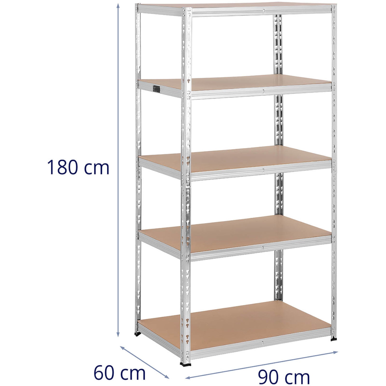 MSW Metal warehouse shelf 5 shelves 750 kg 100 x 60 x 200 cm gray – image 35