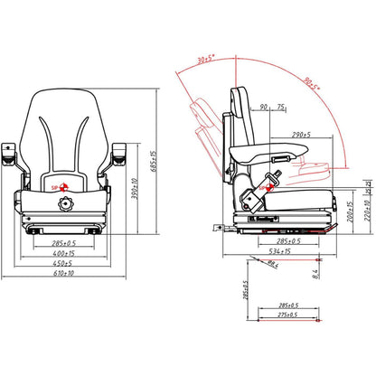 Hillvert Seat adjustable seat with armrests and tractor belt seat 42x47cm – image 10
