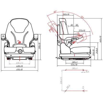 Hillvert Seat adjustable seat with armrests and tractor belt seat 42x47cm – image 19