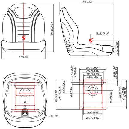 Hillvert Seat seat for tractor, lawn mower, forklift, 47 x 41 cm – image 9