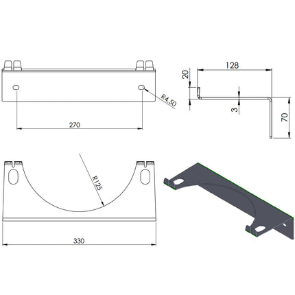Wall holder for 1 gas cylinder max. 250 mm PRO-LINE – image 2