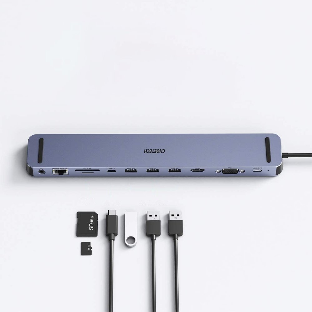 CHOETECH Docking station USB Type C hub adapter 11in1 100W PD gray – image 4