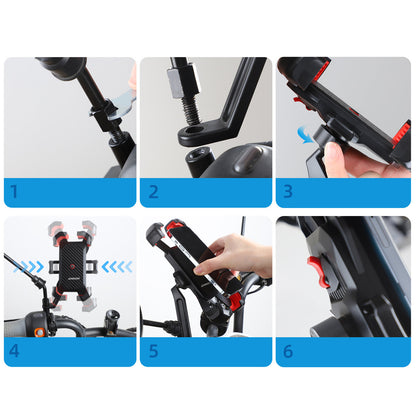 JOYROOM Phone holder for motorcycle smartphone on the handlebar, black – image 7