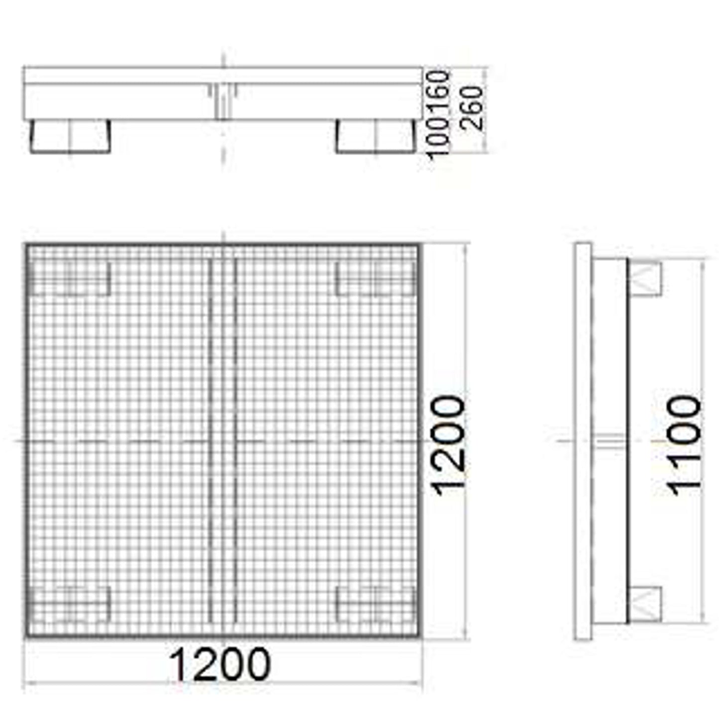 MEVA Metal tub for 4 barrels 200L 120x120cm – image 5