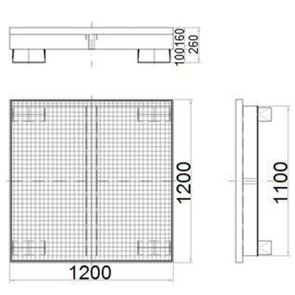 MEVA Metal tub for 4 barrels 200L 120x120cm – image 5