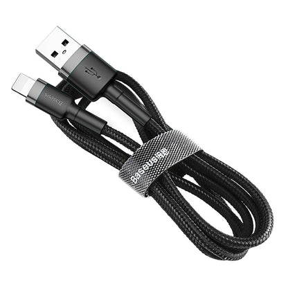 BASEUS Robust nylon cable USB Iphone Lightning QC3.0 2A 3M black and grey cable – image 5