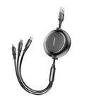 BASEUS Expandable cable 3in1 USB microUSB Iphone Lightning USB-C 3.5A 35cm 120cm black