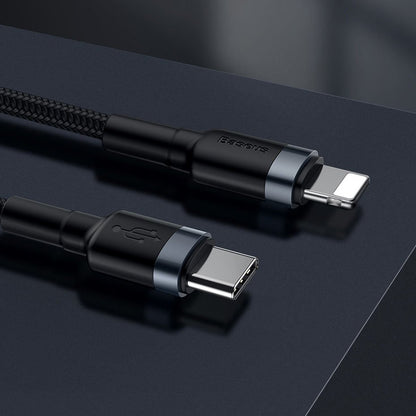 BASEUS Robust nylon cable USB-C PD Iphone Lightning 18W QC3.0 1m black-gray – image 8
