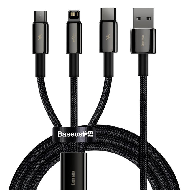 BASEUS Cable 3in1 USB-C cable Iphone Lightning microUSB 3.5 A 1.5 m black