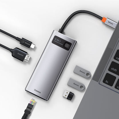 BASEUS Multifunctional 6in1 USB HUB USB-C PD HDMI 3x USB 3.2 RJ45 Gray – image 10