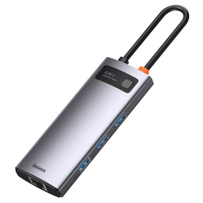 BASEUS Multifunctional 6in1 USB HUB USB-C PD HDMI 3x USB 3.2 RJ45 Gray – image 4