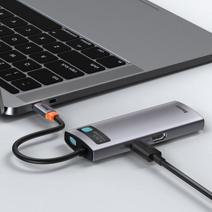 BASEUS Multifunctional 6in1 USB HUB USB-C PD HDMI 3x USB 3.2 RJ45 Gray – image 9