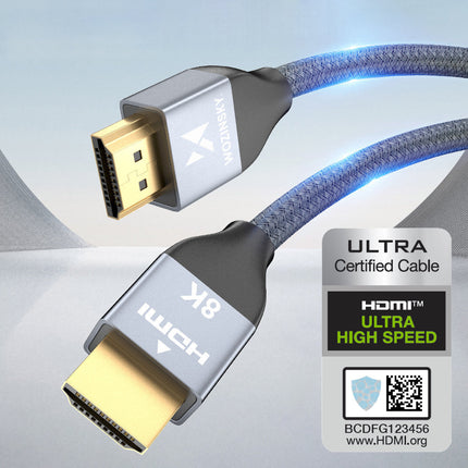 WOZINSKY HDMI cable 2.1 8K 60 Hz 48 Gbps 4K 120 Hz 2K 144 Hz 3 m silver – image 3