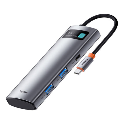 BASEUS Multifunctional HUB USB 7w1 Type C HDMI card reader TF PD grey