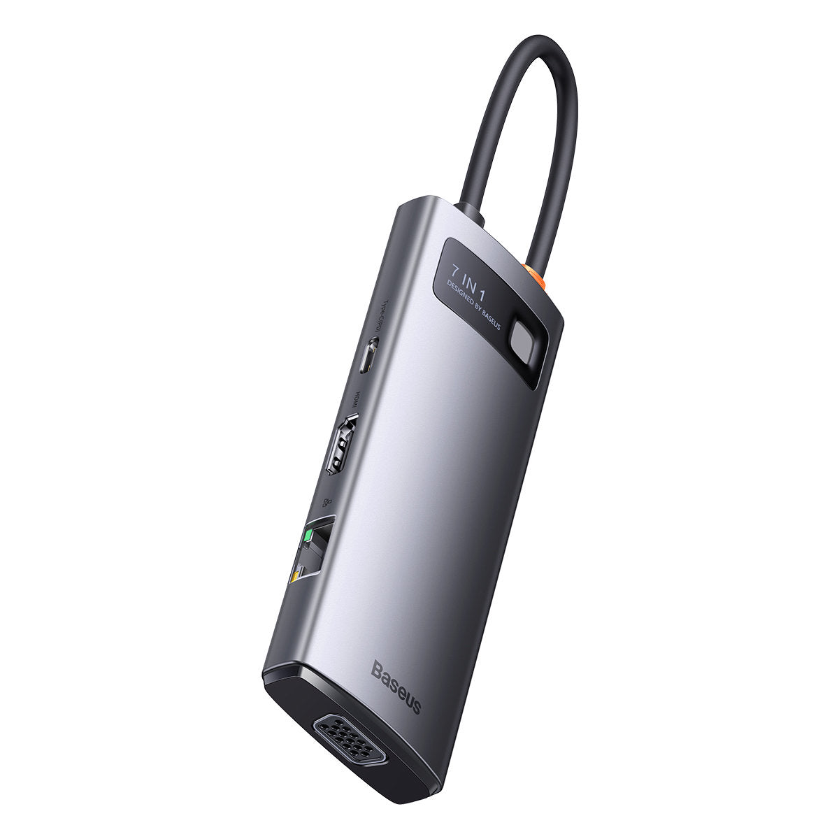 BASEUS HUB 7in1 docking station USB-C 1xHDMI 1xVGA 3xUSB 3.2 1xPower Delivery RJ-45 Ethernet gray – image 2