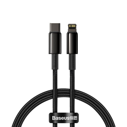 BASEUS Cable for iPhone USB-C - Lightning fast charging 20W 1m - all black