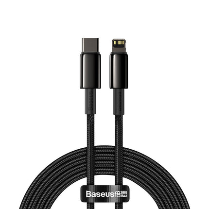 BASEUS Cable for iPhone USB-C - Lightning fast charging 20W 2m - all black