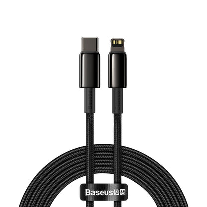 BASEUS Cable for iPhone USB-C - Lightning fast charging 20W 2m - all black