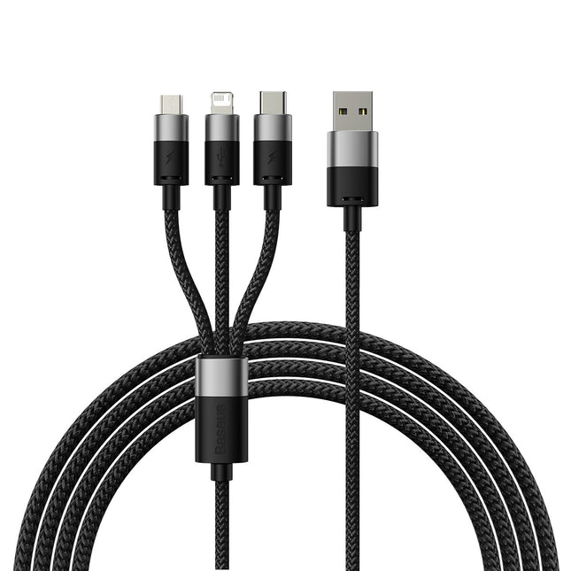 BASEUS Cable for StarSpeed phone 3w1 USB - micro USB / iPhone Lightning / USB-C 1.2m - black