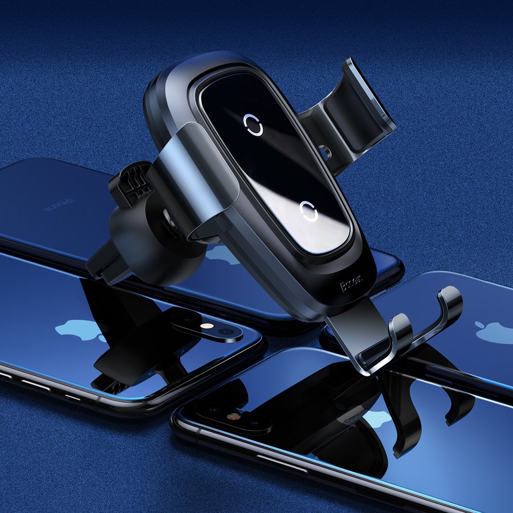 BASEUS Gravity car grill holder + Qi wireless charger black – image 7