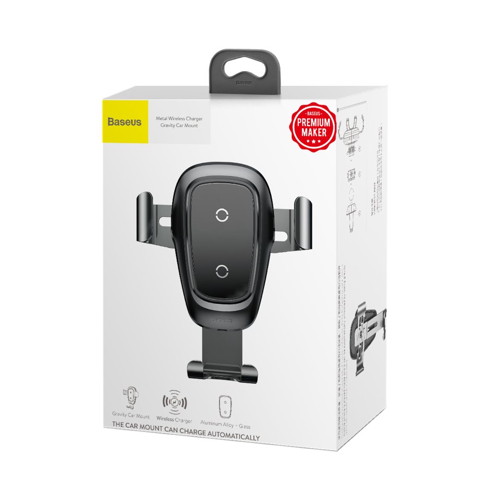 BASEUS Gravity car grill holder + Qi wireless charger black – image 8