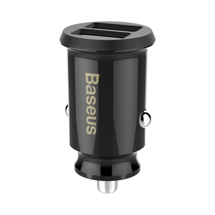 BASEUS Mini car charger for phone 2x USB Grain Car Charger black