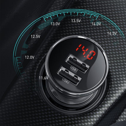 BASEUS Car Charger 2x USB 4.8A 24W with LCD display + 3w1 cable 1.2m black – image 10
