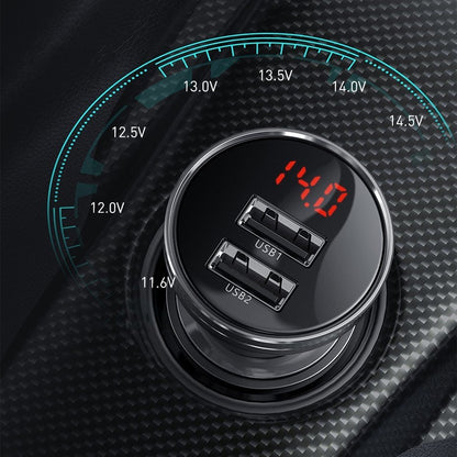 BASEUS Car Charger 2x USB 4.8A 24W with LCD display + 3w1 cable 1.2m black – image 10