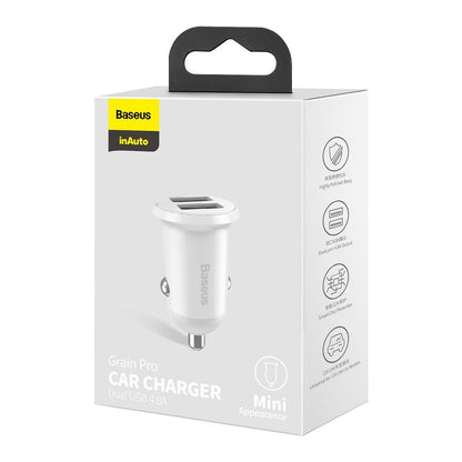 BASEUS Car Charger for lighter socket Grain Pro 2x USB 4.8A white – image 5