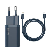 Super Si 1C fast USB-C 20W PD charger + cable for iPhone Lightning 1m blue - Carlat