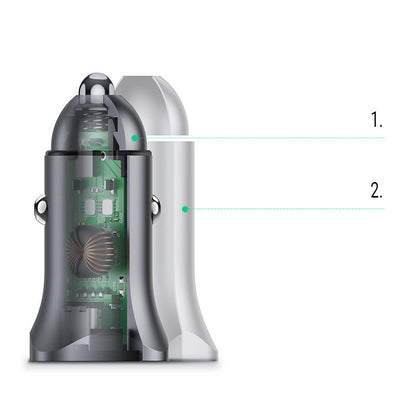 UGREEN USB-C USB 24W Power Delivery Quick Charge car charger grey – image 2