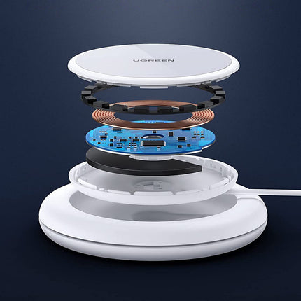 UGREEN Qi 15W wireless charger with silicone case compatible with MagSafe white – image 2