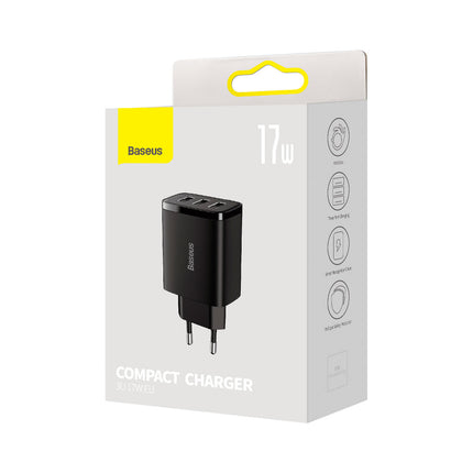 BASEUS Compact 3x USB 17W black network charger – image 5