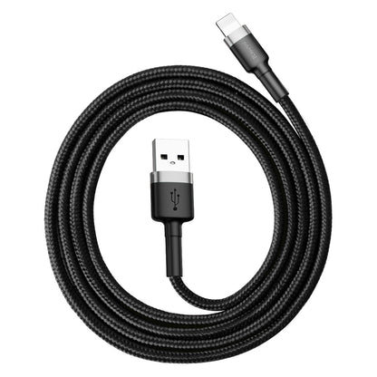 BASEUS Durable cable in the overlay for iPhone USB - Lightning QC3.0 2.4A 1m black and grey – image 6