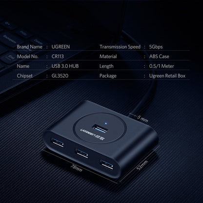 UGREEN USB port HUB distributor up to 4x USB 3.2 cable 0.5 m black – image 10