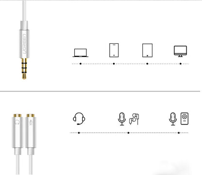 UGREEN Headphones 3.5mm mini jack AUX + stereo microphone 20cm silver – image 5