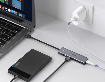 UGREEN HUB USB port distributor - 4x USB 3.2 with micro USB power port grey – image 10
