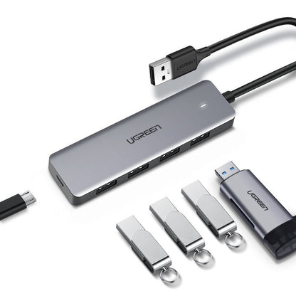 UGREEN HUB USB port distributor - 4x USB 3.2 with micro USB power port grey – image 3